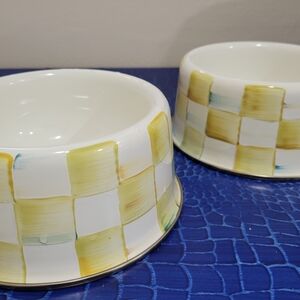 Mackenzie-Childs Parchment Check Medium Pet Bowls